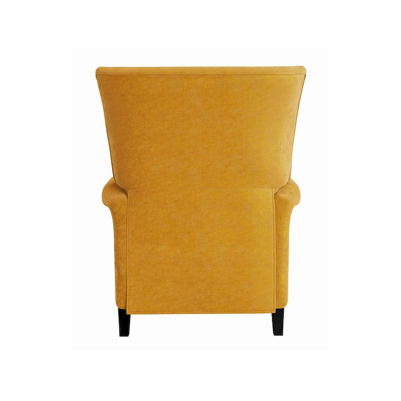 Fauteuil inclinable à dossier basculant en velours jaune moutarde, une place