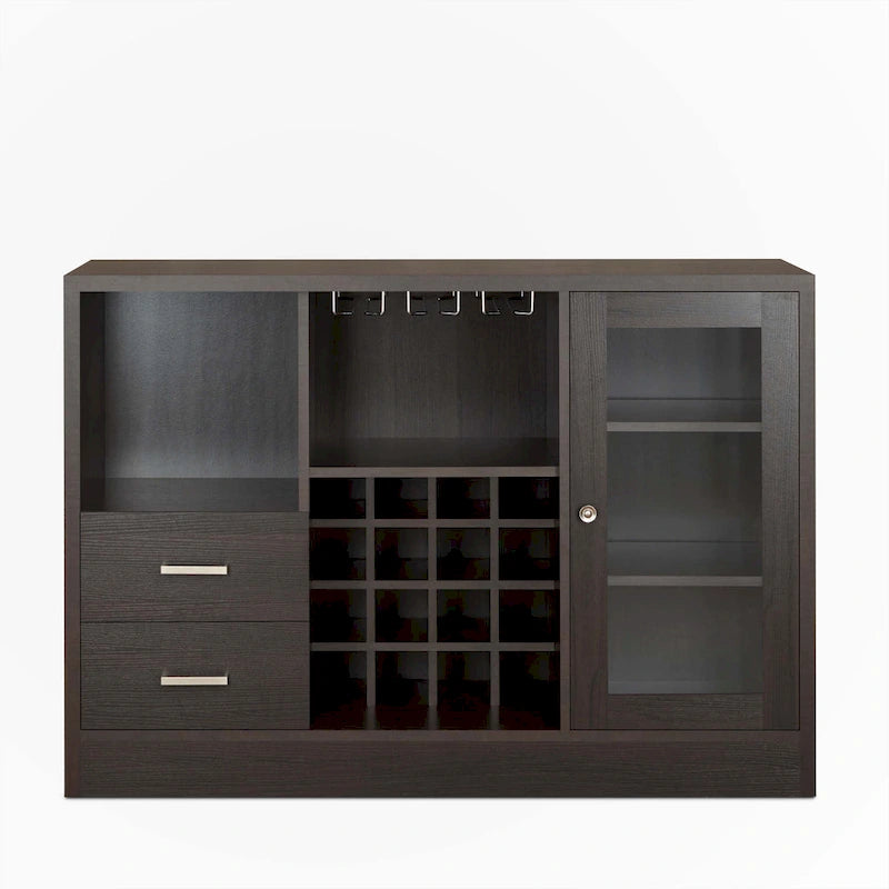 Cave à vin Espresso avec porte vitrée, range-verres et tiroirs