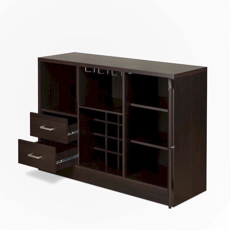 Cave à vin Espresso avec porte vitrée, range-verres et tiroirs