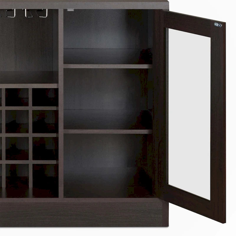 Cave à vin Espresso avec porte vitrée, range-verres et tiroirs