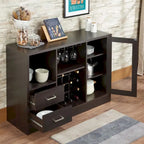 Cave à vin Espresso avec porte vitrée, range-verres et tiroirs