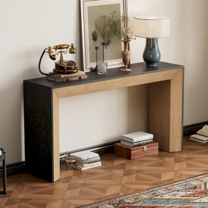 Console de table cheminée noire/grise/marron, 1 personne