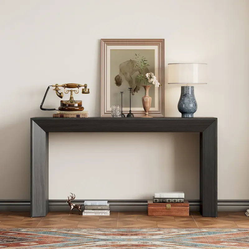 Console de table cheminée noire/grise/marron, 1 personne