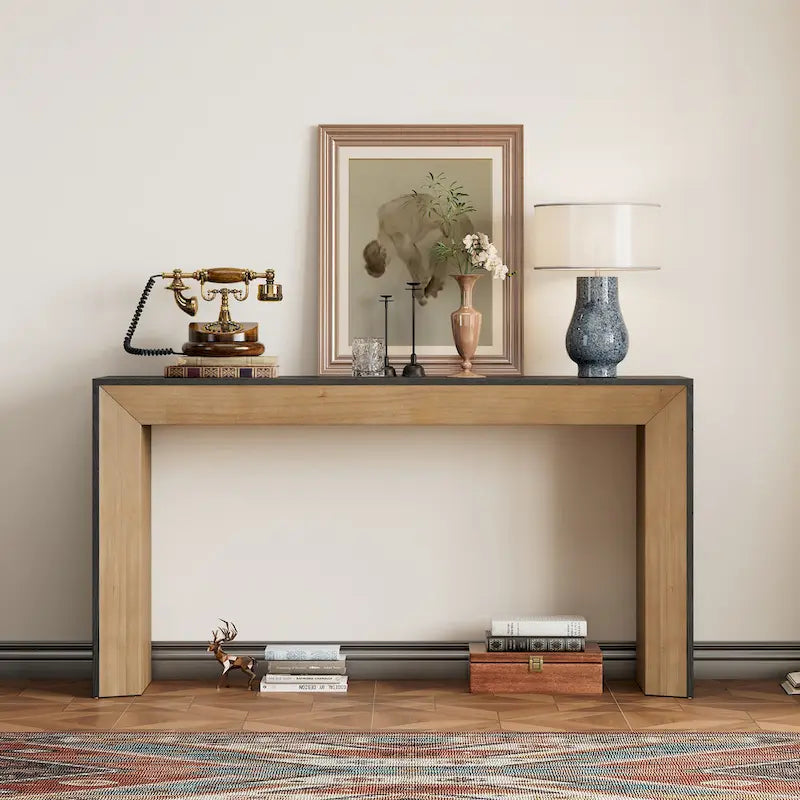 Console de table cheminée noire/grise/marron, 1 personne
