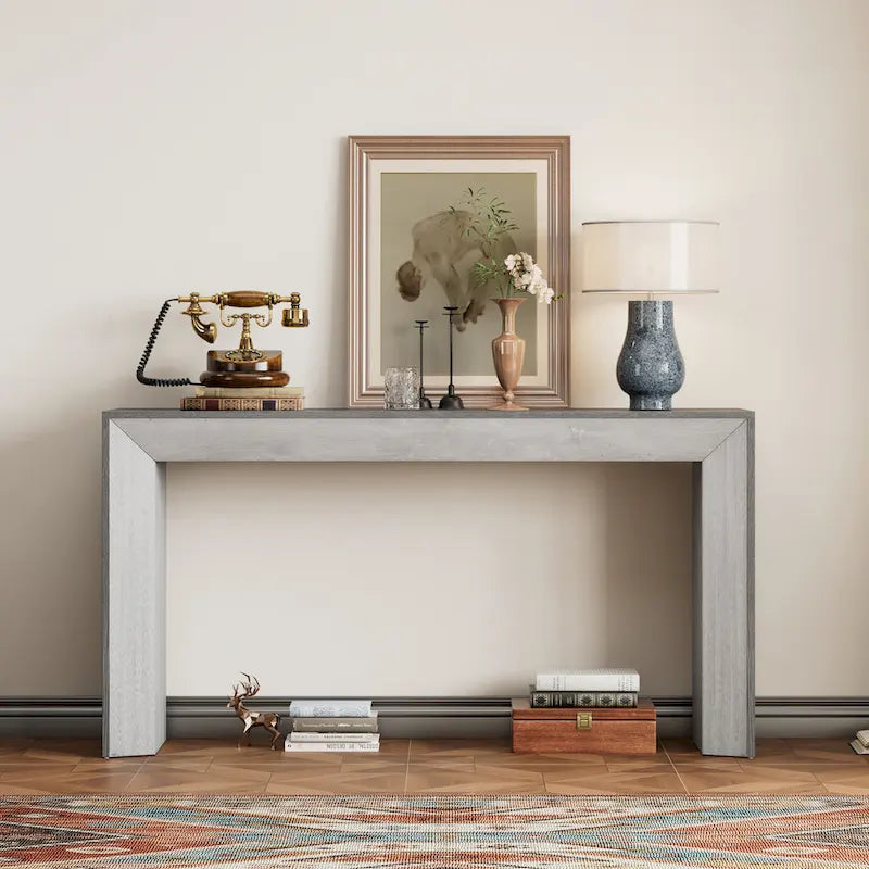 Console de table cheminée noire/grise/marron, 1 personne
