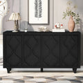Buffet de rangement incurvé embossé noir à 4 portes