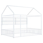 Cadre de lit maison en métal noir/blanc/rose avec étagères, simple, 1 personne