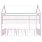 Cadre de lit maison en métal noir/blanc/rose avec étagères, simple, 1 personne