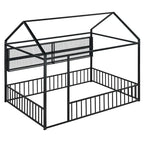 Cadre de lit maison en métal noir/blanc/rose avec étagères, simple, 1 personne