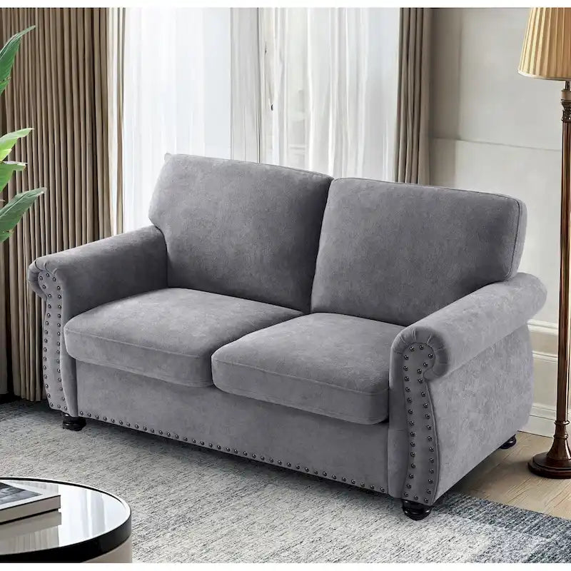Causeuse en velours de style Mid-Century pour 2 personnes — Noir / Jaune moutarde / Ivoire / Gris / Vert