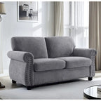 Causeuse en velours de style Mid-Century pour 2 personnes — Noir / Jaune moutarde / Ivoire / Gris / Vert