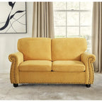 Causeuse en velours de style Mid-Century pour 2 personnes — Noir / Jaune moutarde / Ivoire / Gris / Vert