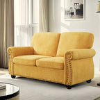 Causeuse en velours de style Mid-Century pour 2 personnes — Noir / Jaune moutarde / Ivoire / Gris / Vert