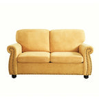 Causeuse en velours de style Mid-Century pour 2 personnes — Noir / Jaune moutarde / Ivoire / Gris / Vert