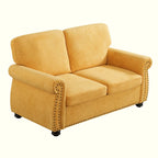 Causeuse en velours de style Mid-Century pour 2 personnes — Noir / Jaune moutarde / Ivoire / Gris / Vert