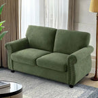 Causeuse en velours de style Mid-Century pour 2 personnes — Noir / Jaune moutarde / Ivoire / Gris / Vert