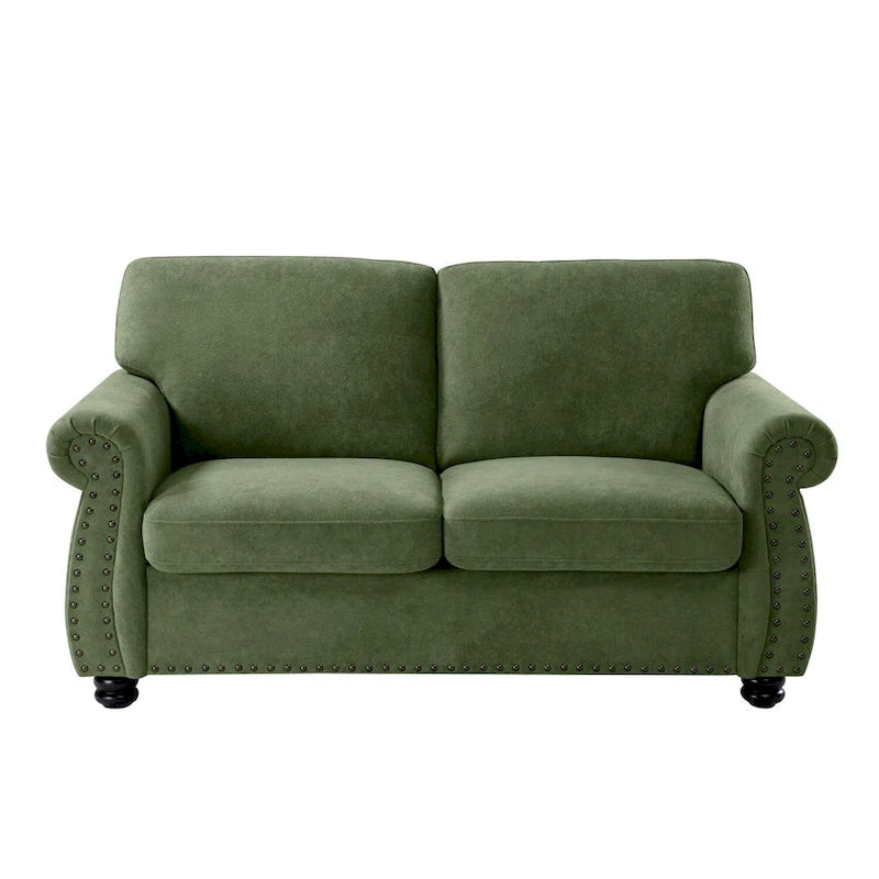 Causeuse en velours de style Mid-Century pour 2 personnes — Noir / Jaune moutarde / Ivoire / Gris / Vert