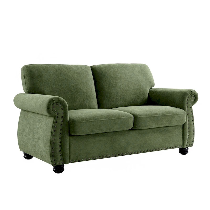 Causeuse en velours de style Mid-Century pour 2 personnes — Noir / Jaune moutarde / Ivoire / Gris / Vert