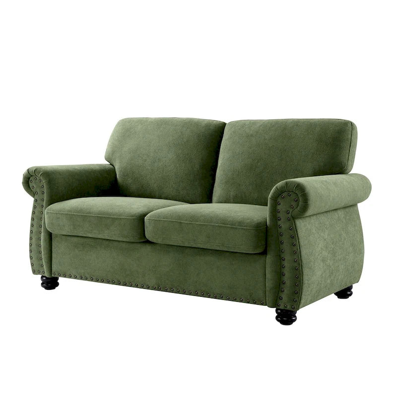 Causeuse en velours de style Mid-Century pour 2 personnes — Noir / Jaune moutarde / Ivoire / Gris / Vert