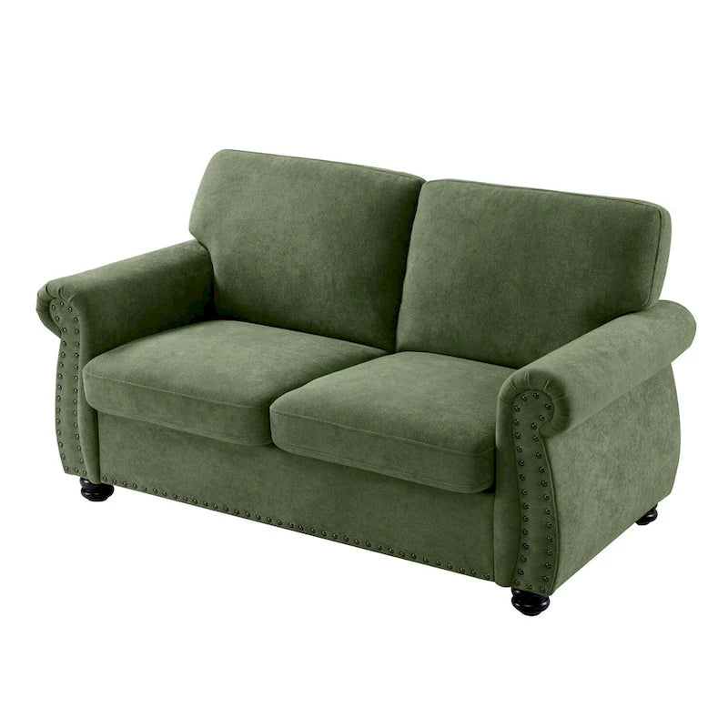 Causeuse en velours de style Mid-Century pour 2 personnes — Noir / Jaune moutarde / Ivoire / Gris / Vert