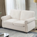 Causeuse en velours de style Mid-Century pour 2 personnes — Noir / Jaune moutarde / Ivoire / Gris / Vert