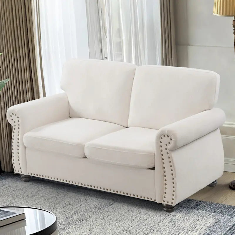Causeuse en velours de style Mid-Century pour 2 personnes — Noir / Jaune moutarde / Ivoire / Gris / Vert