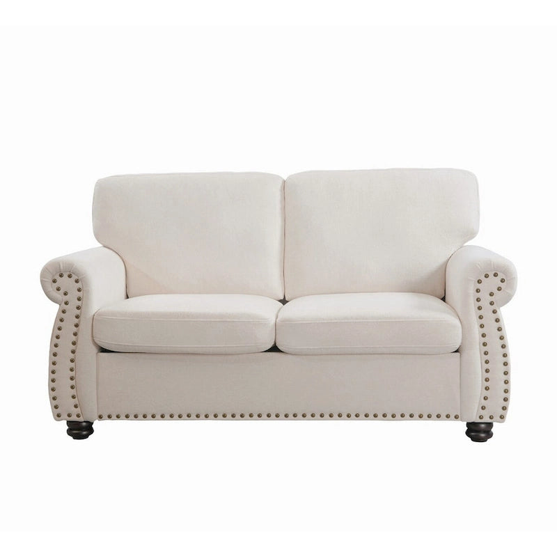 Causeuse en velours de style Mid-Century pour 2 personnes — Noir / Jaune moutarde / Ivoire / Gris / Vert