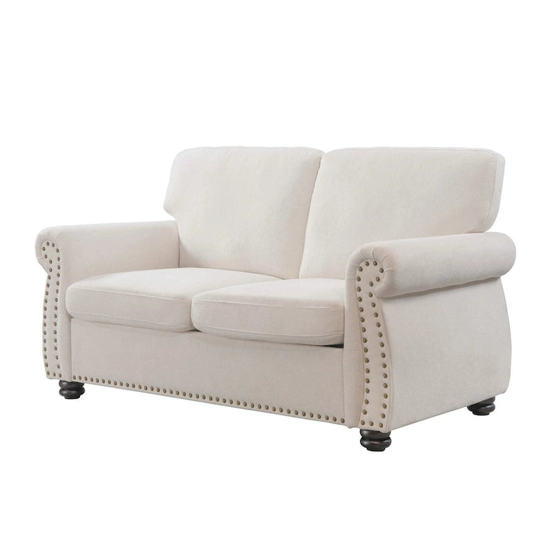 Causeuse en velours de style Mid-Century pour 2 personnes — Noir / Jaune moutarde / Ivoire / Gris / Vert