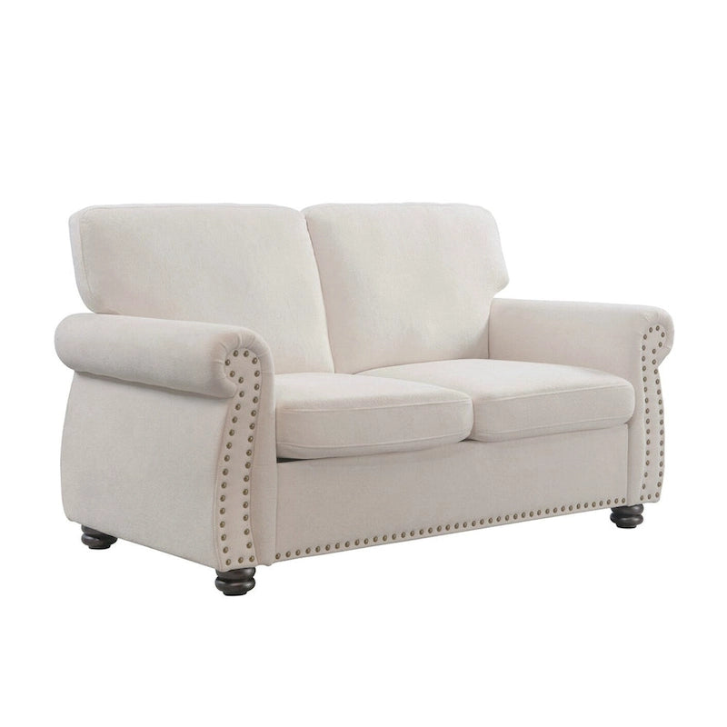 Causeuse en velours de style Mid-Century pour 2 personnes — Noir / Jaune moutarde / Ivoire / Gris / Vert