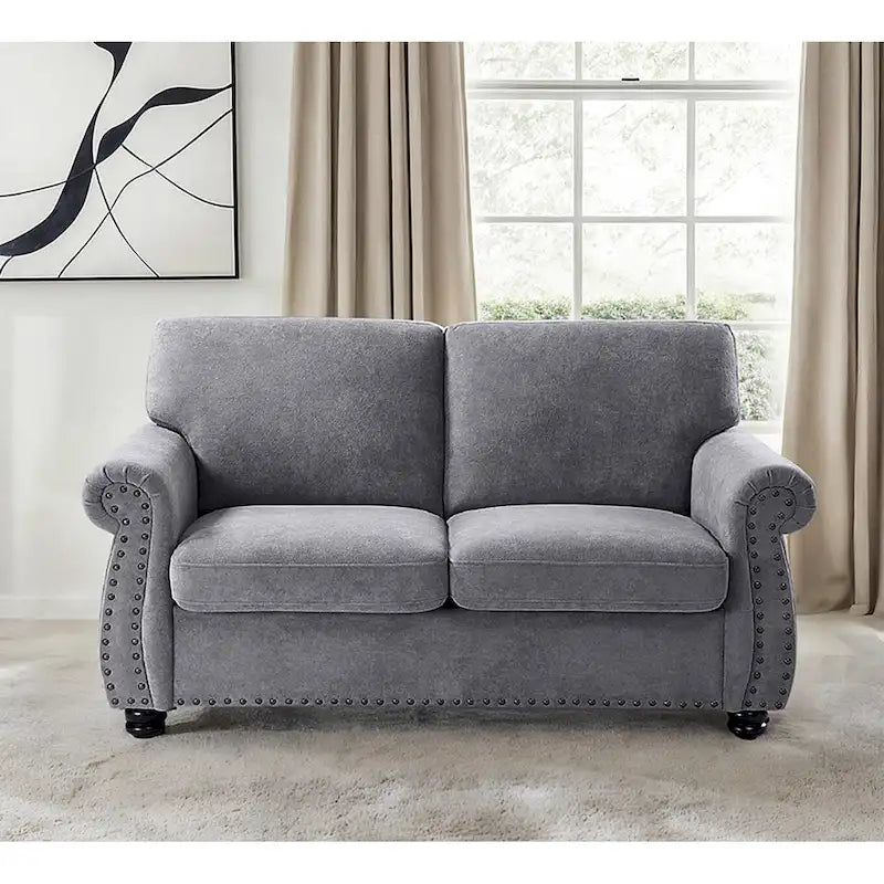 Causeuse en velours de style Mid-Century pour 2 personnes — Noir / Jaune moutarde / Ivoire / Gris / Vert