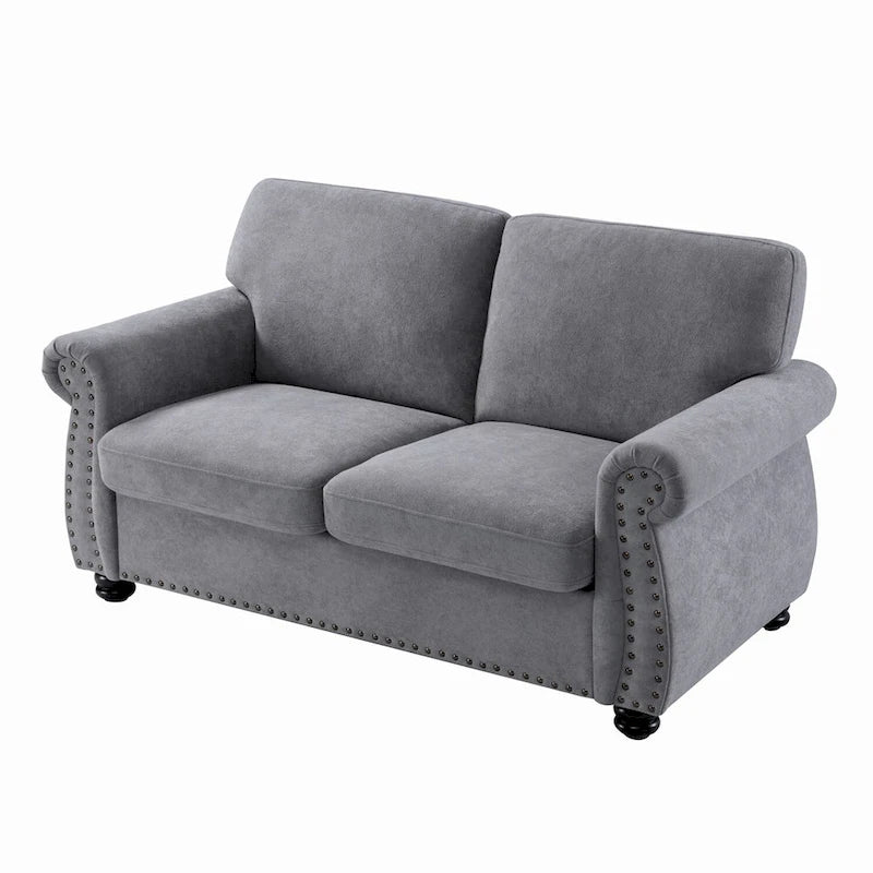 Causeuse en velours de style Mid-Century pour 2 personnes — Noir / Jaune moutarde / Ivoire / Gris / Vert