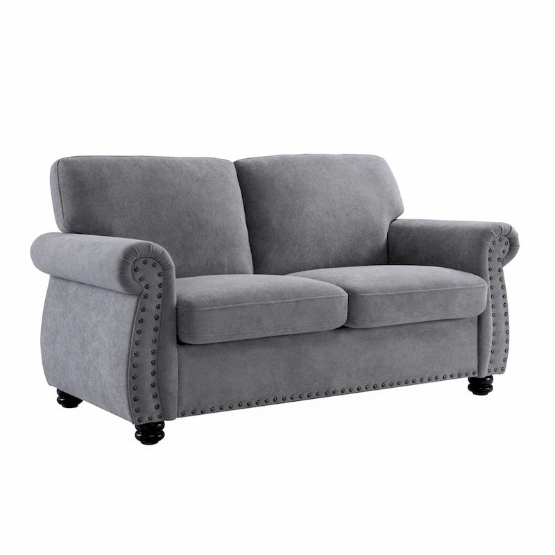 Causeuse en velours de style Mid-Century pour 2 personnes — Noir / Jaune moutarde / Ivoire / Gris / Vert