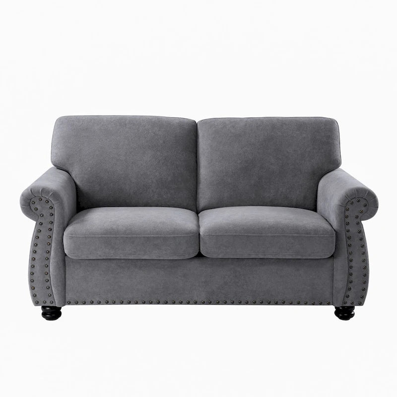 Causeuse en velours de style Mid-Century pour 2 personnes — Noir / Jaune moutarde / Ivoire / Gris / Vert