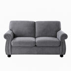 Causeuse en velours de style Mid-Century pour 2 personnes — Noir / Jaune moutarde / Ivoire / Gris / Vert