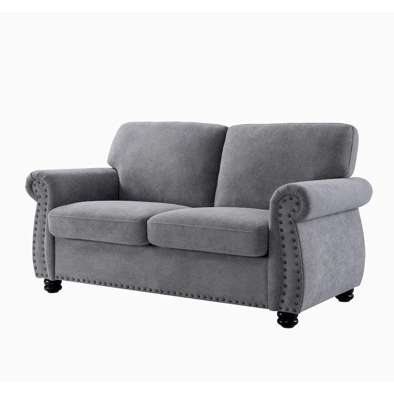 Causeuse en velours de style Mid-Century pour 2 personnes — Noir / Jaune moutarde / Ivoire / Gris / Vert
