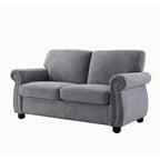 Causeuse en velours de style Mid-Century pour 2 personnes — Noir / Jaune moutarde / Ivoire / Gris / Vert
