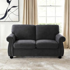 Causeuse en velours de style Mid-Century pour 2 personnes — Noir / Jaune moutarde / Ivoire / Gris / Vert