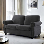 Causeuse en velours de style Mid-Century pour 2 personnes — Noir / Jaune moutarde / Ivoire / Gris / Vert
