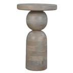 Table d'appoint ronde sur pied, marron et beige naturels