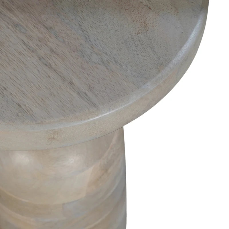 Table d'appoint ronde sur pied, marron et beige naturels