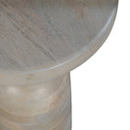 Table d'appoint ronde sur pied, marron et beige naturels
