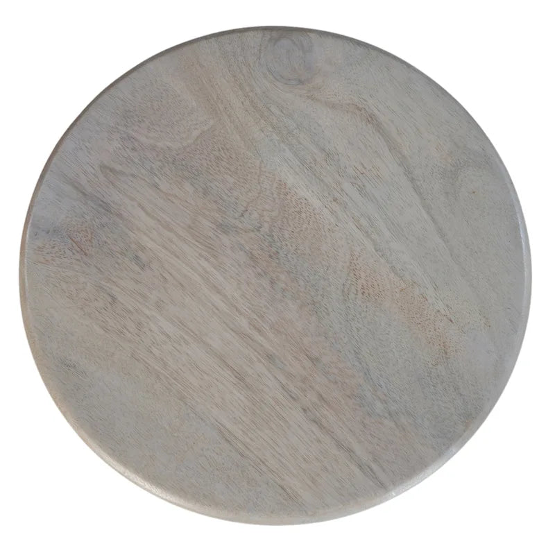 Table d'appoint ronde sur pied, marron et beige naturels