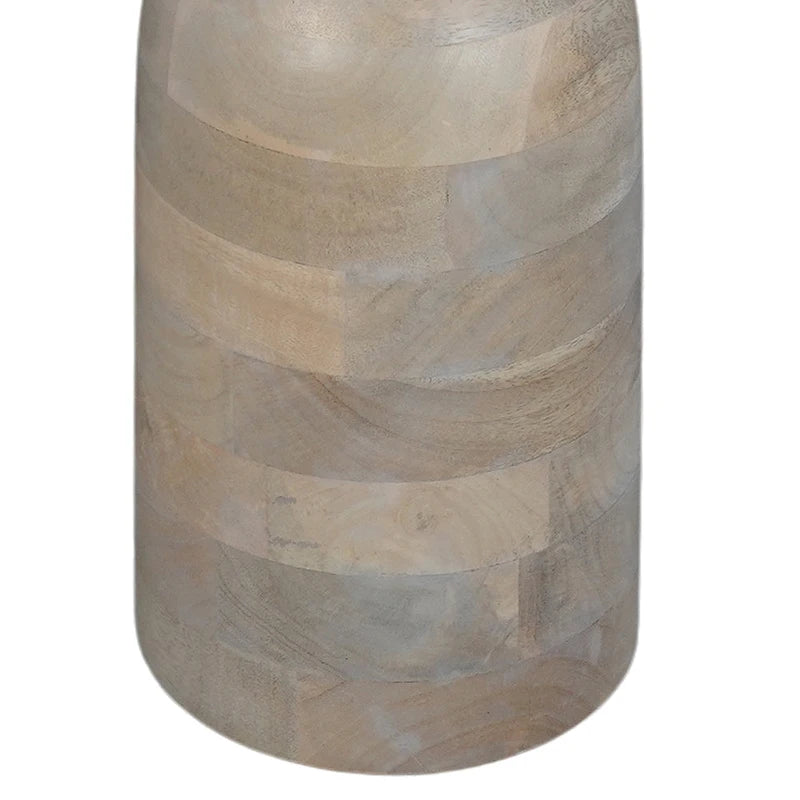 Table d'appoint ronde sur pied, marron et beige naturels