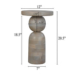Table d'appoint ronde sur pied, marron et beige naturels