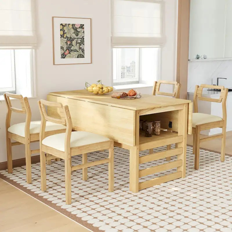 Table de salle à manger à abattants de style campagnard marron/naturel pour 2 à 4 personnes