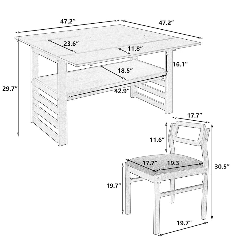 Table de salle à manger à abattants de style campagnard marron/naturel pour 2 à 4 personnes
