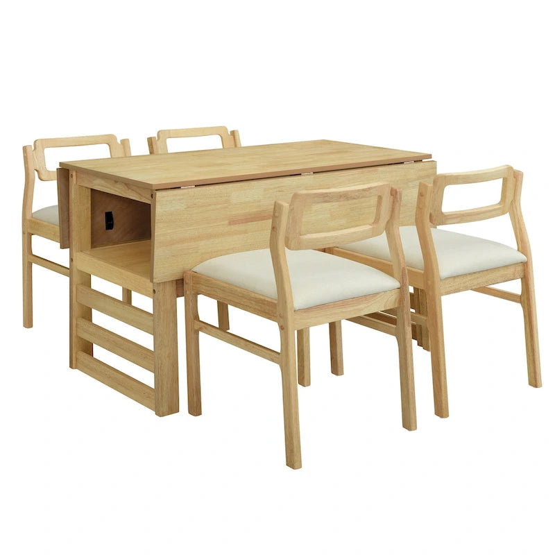 Table de salle à manger à abattants de style campagnard marron/naturel pour 2 à 4 personnes