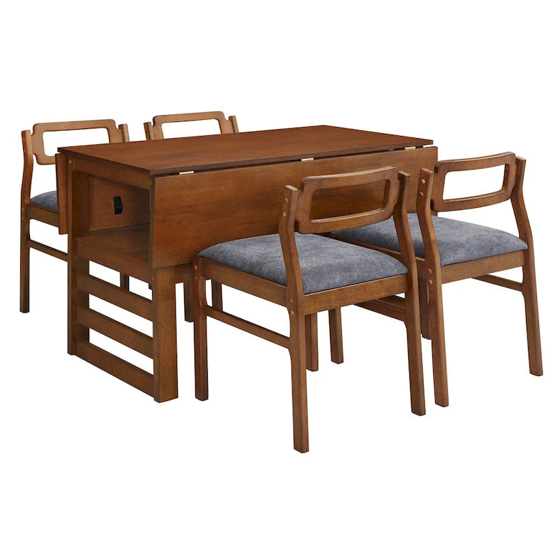 Table de salle à manger à abattants de style campagnard marron/naturel pour 2 à 4 personnes