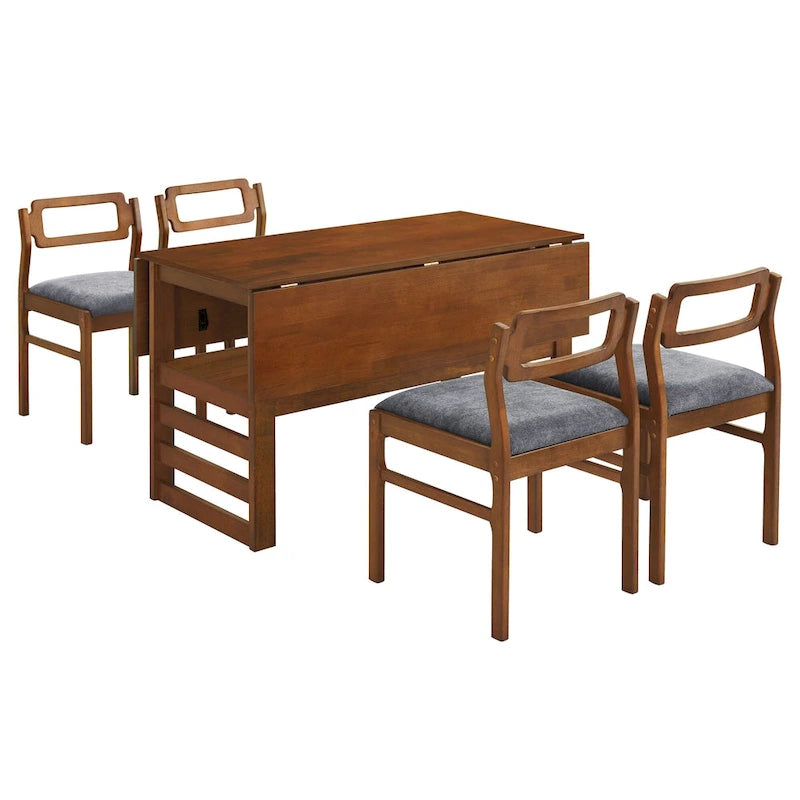 Table de salle à manger à abattants de style campagnard marron/naturel pour 2 à 4 personnes