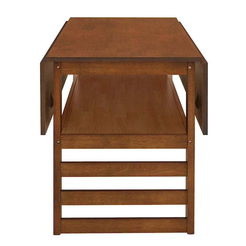 Table de salle à manger à abattants de style campagnard marron/naturel pour 2 à 4 personnes